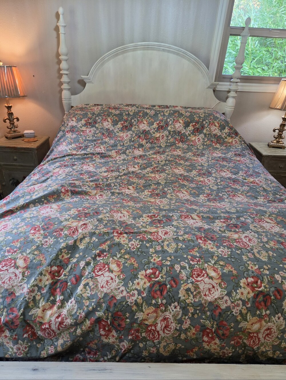 Pottery Barn King Size Cotton Duvet Cover In Blue/yellow/ Red Cottagecore